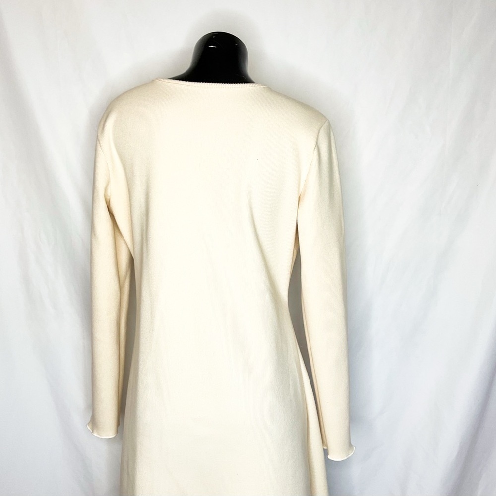 Elegant Cream Dress with Black Bow & pearl details - Picture 7 of 11